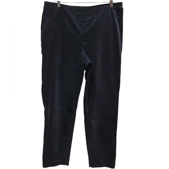 Sz 16 J. JILL Velour Black 4 Pocket Straight Leg Pull On Dress Pants - Picture 1 of 5